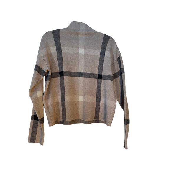 Tahari Gray Plaid Cropped Sweater Large - Picture 3 of 5
